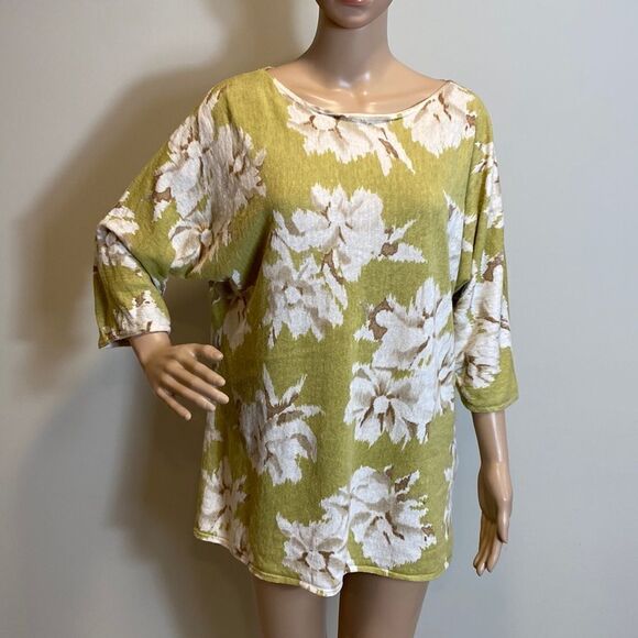 Jones New York linen cotton blend floral print blouse top size L - Picture 1 of 7